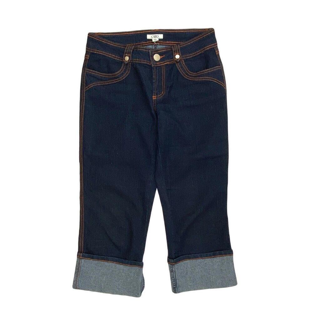 CATO Cuffed Capri Women's size 6 Dark‎ Wash Blue Denim Jeans